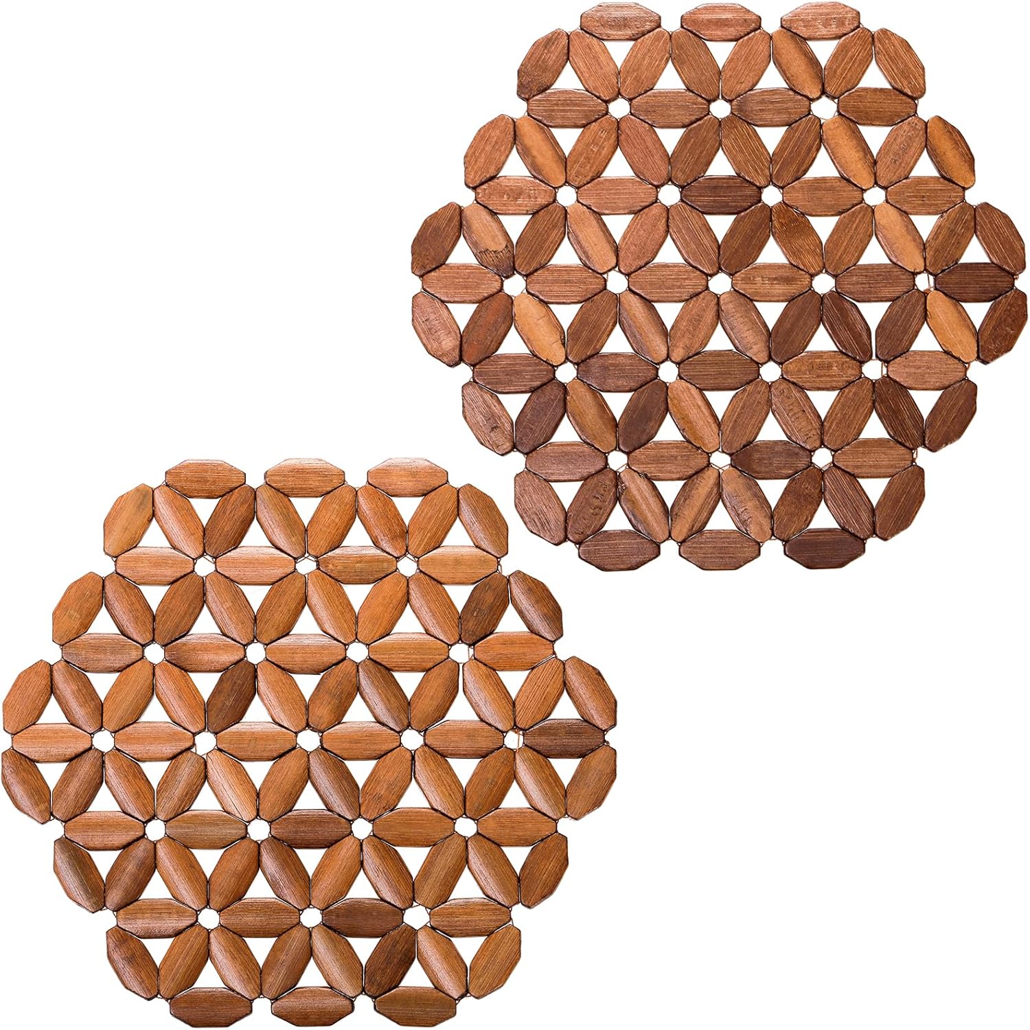 8 Pack Bamboo Trivet Mat, Hot Plate Pad, Heat Resistant Table Counter Protector, Coaster for Tea Coffee Pot Plates Pans Bowls, Festive Design Décor, Kitchen Gift Idea - Image 7