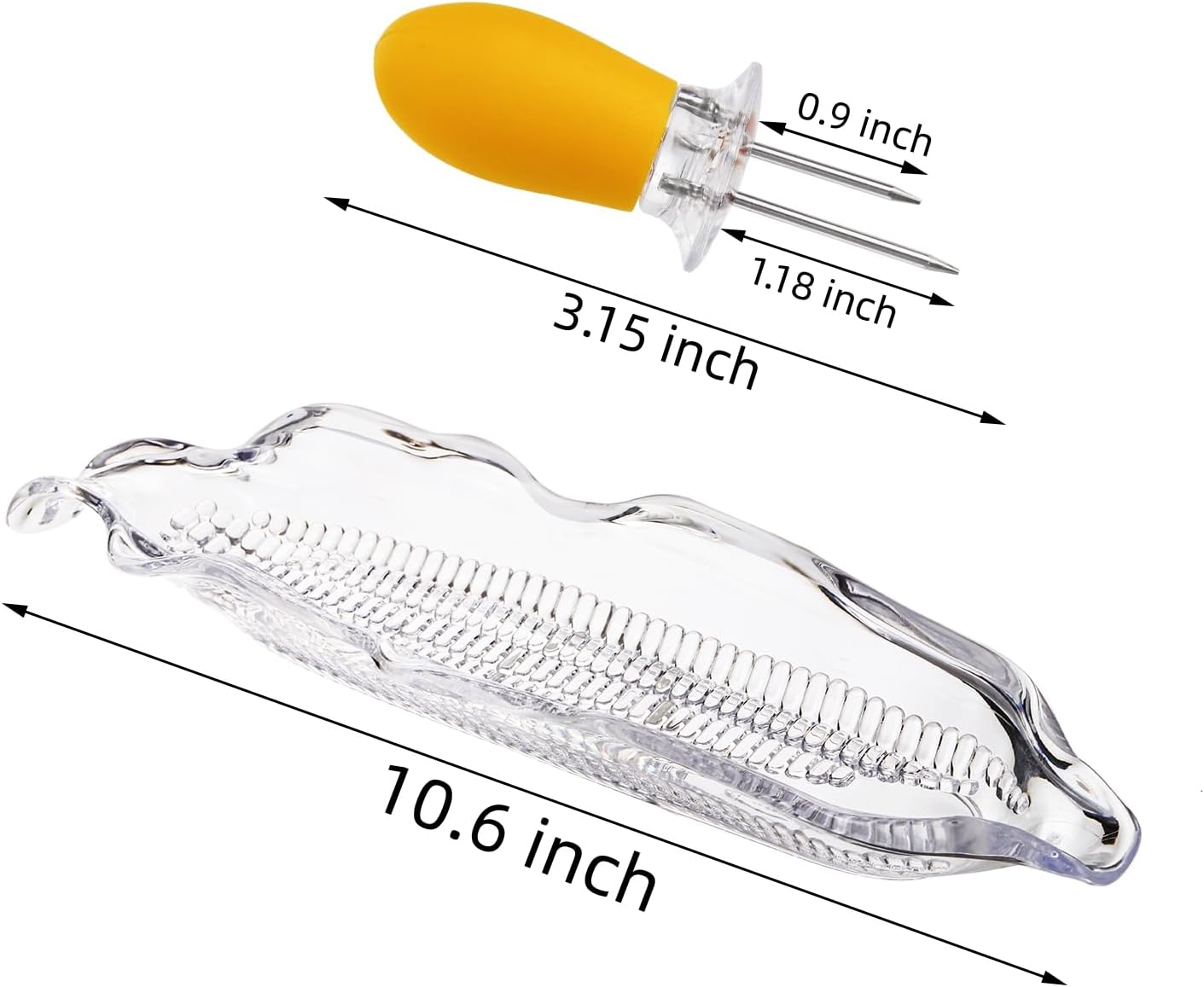 18 Pcs Corn Dish Set, Clear Plastic Tray with 8 Cob Holders, Transparent on The Dinnerware Barbecue Service Stainless Steel Skewer Needle for Sweet Butter - Image 2
