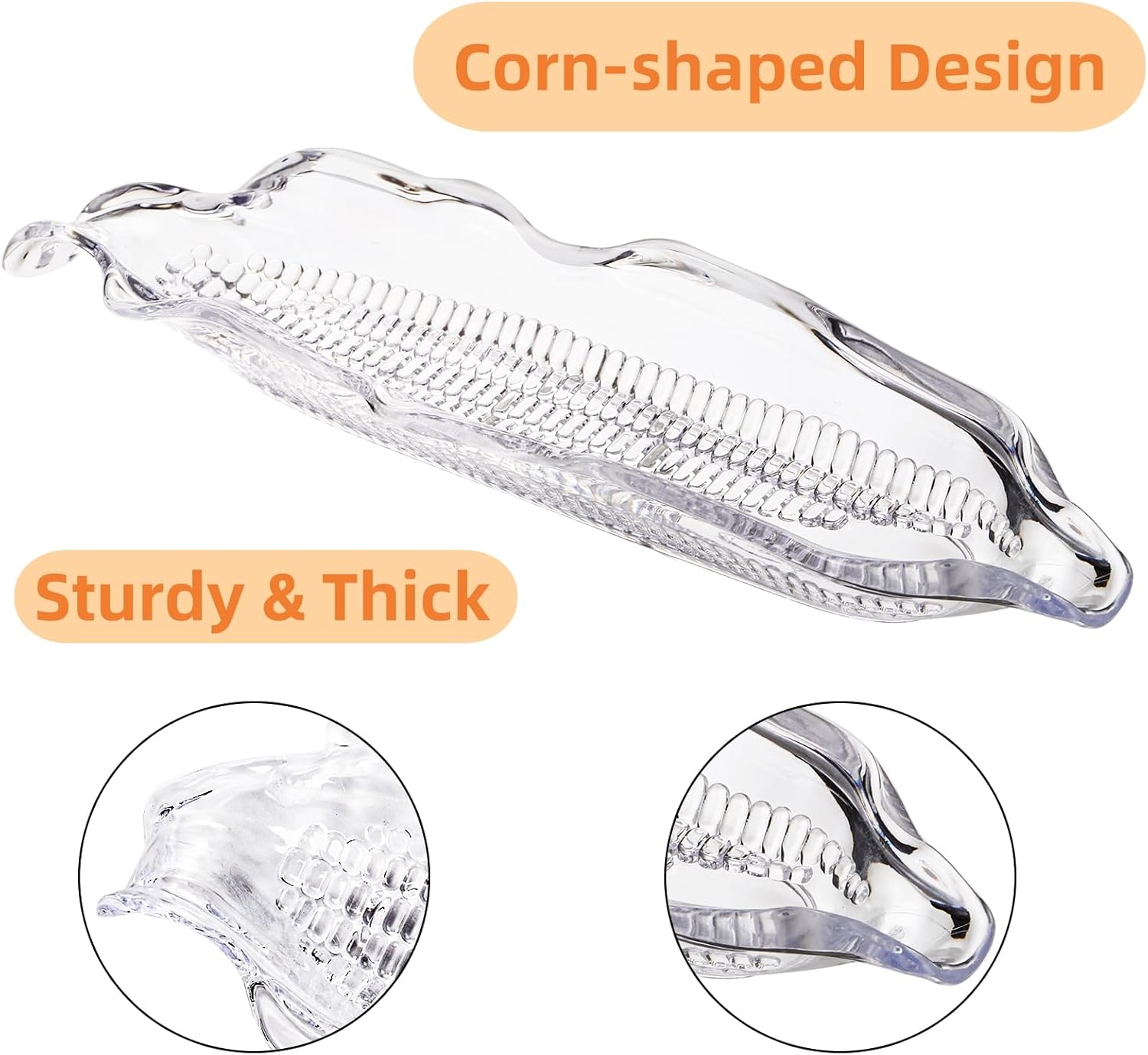 18 Pcs Corn Dish Set, Clear Plastic Tray with 8 Cob Holders, Transparent on The Dinnerware Barbecue Service Stainless Steel Skewer Needle for Sweet Butter - Image 4