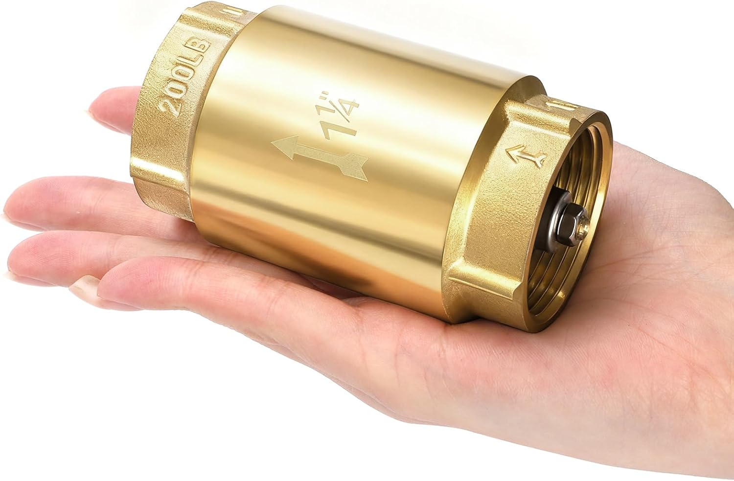 1-1/4 Inch Brass Check Valve, Universal One Way In Line Valves with Backflow Prevention, No Return Female Pipe Thread for Garden Hose Well Pumps Irrigation Systems, 1.25'' FNPT - Image 4