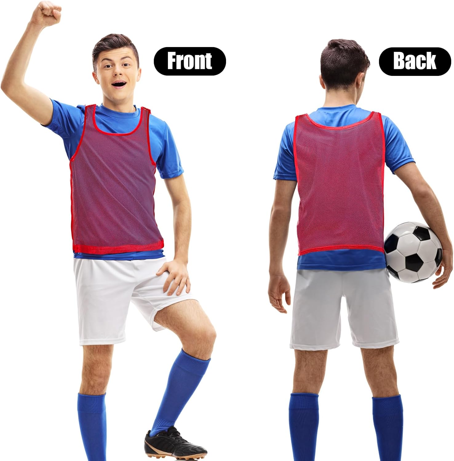 18 Packs Youth Team Pinnies, Kids Scrimmage Training Vest, Pennies, Jerseys Mesh Practice Vests for Basketball, Soccer, Football, Volleyball, 3 Colors - Image 3