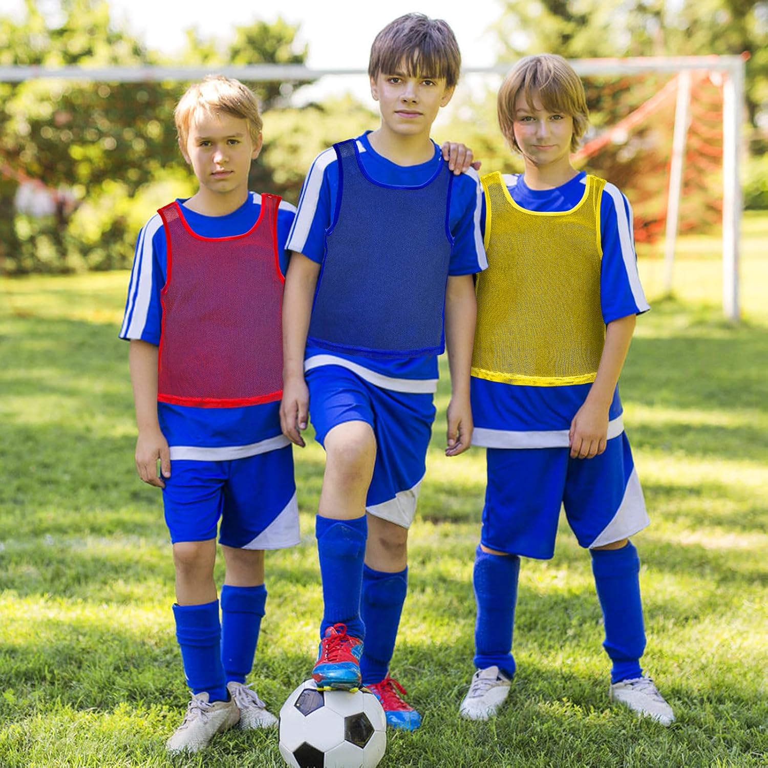 18 Packs Youth Team Pinnies, Kids Scrimmage Training Vest, Pennies, Jerseys Mesh Practice Vests for Basketball, Soccer, Football, Volleyball, 3 Colors - Image 6