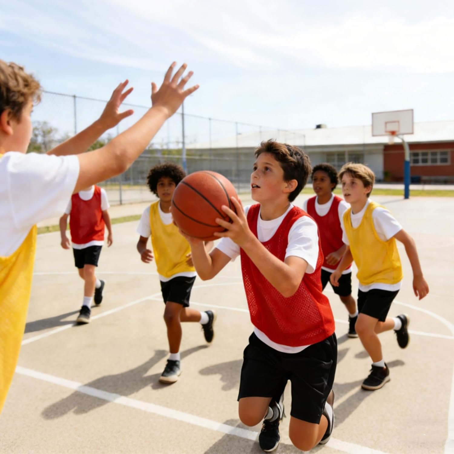 18 Packs Youth Team Pinnies, Kids Scrimmage Training Vest, Pennies, Jerseys Mesh Practice Vests for Basketball, Soccer, Football, Volleyball, 3 Colors - Image 8