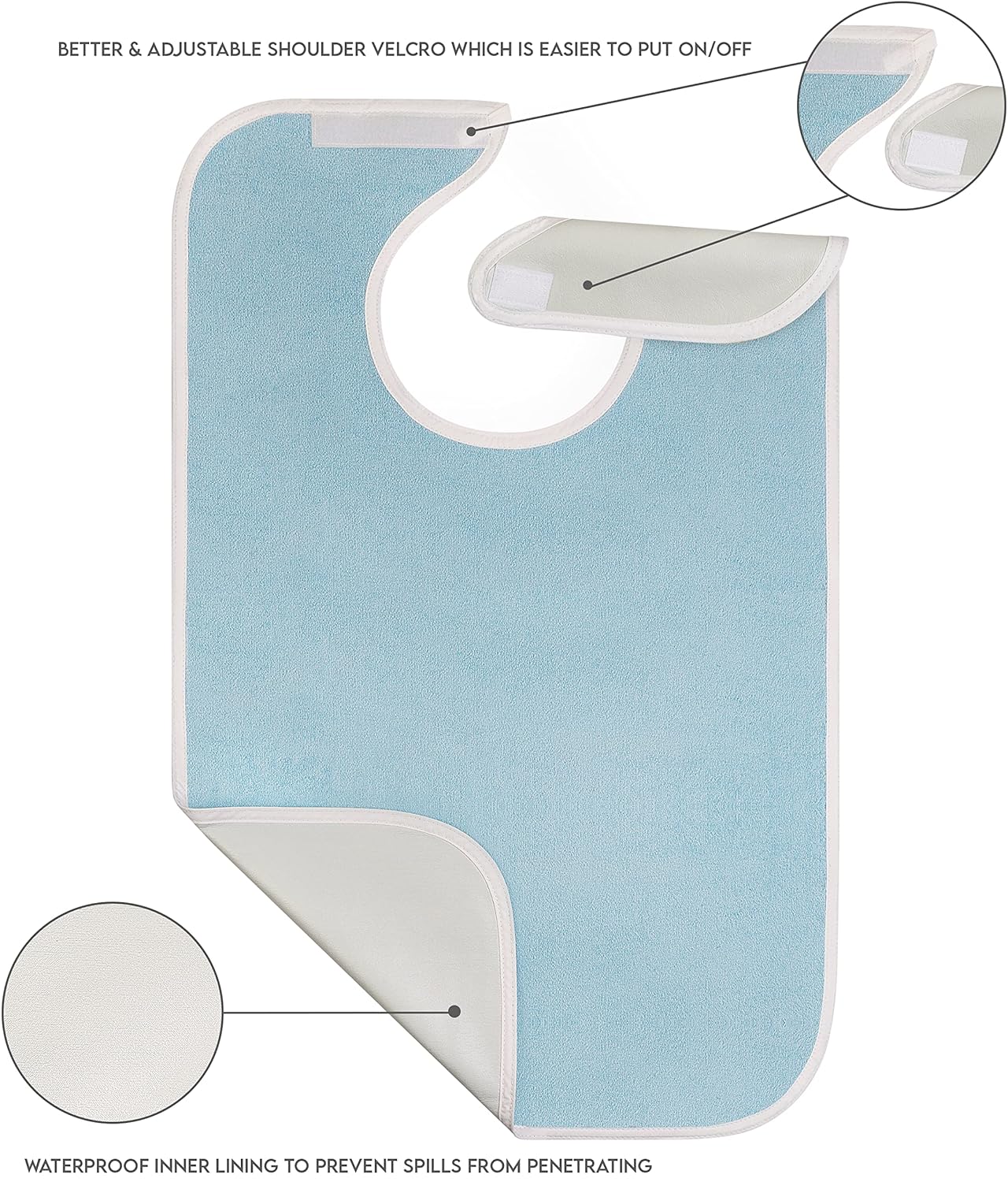 Adult Nappies - 3-pack - Unisex - Sky Blue - Disposable Nappies - Suitable for elderly women and men - Waterproof - Adjustable and washable - 75*45cm - Image 3