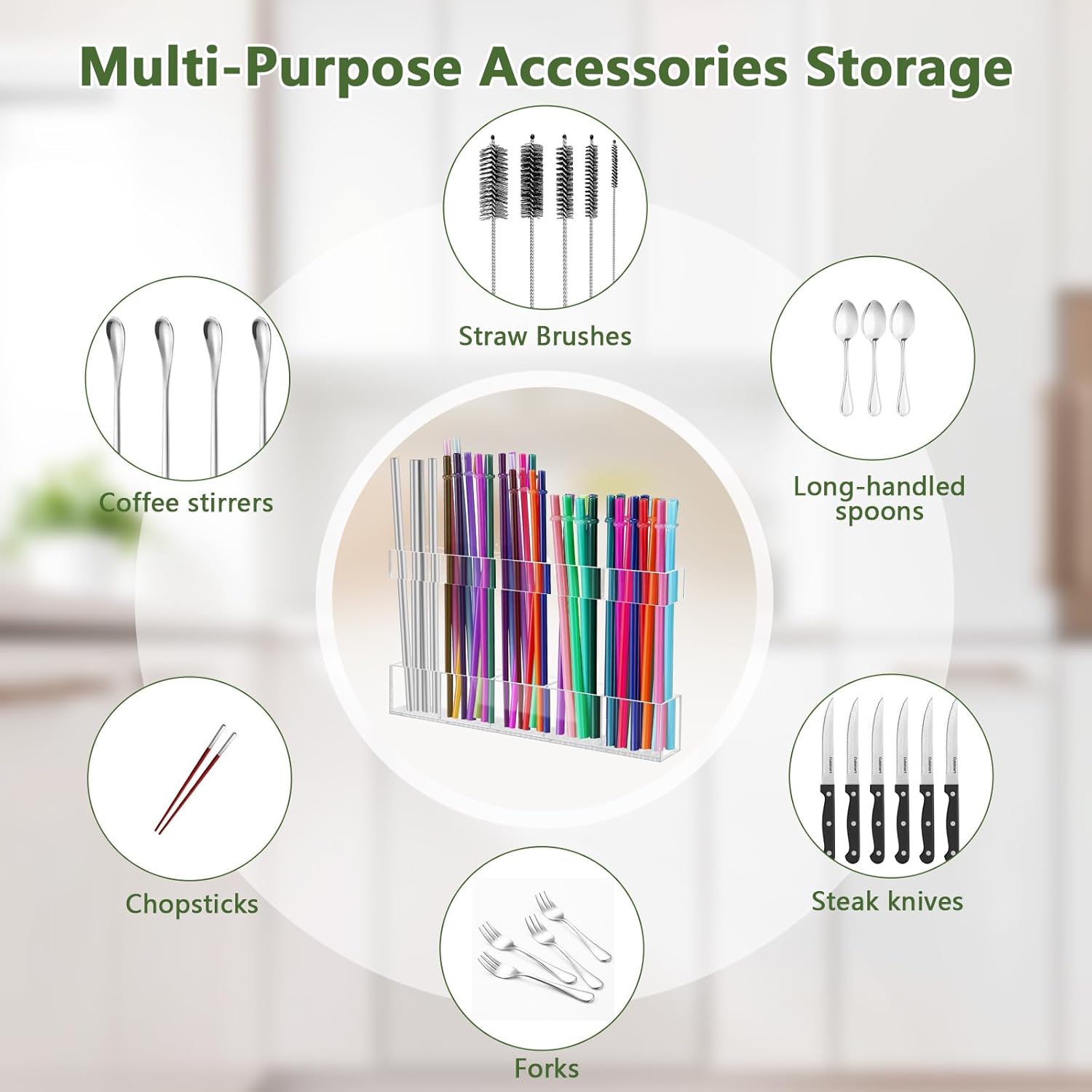Rietjeshouder - Acrylic - 9.5 inch - Reusable - Cutlery Organizer - Storage Space - Kitchen Organizer - Super Sticky - Wall Organizer for the Cupboard - Transparent - Image 5