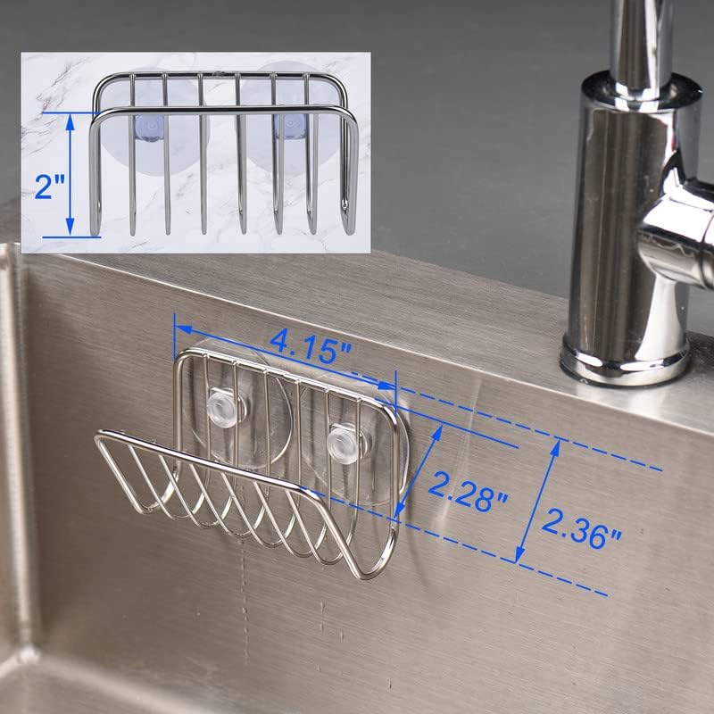 Sponsrek - Kitchen Gully Stone Sponsrek - Stainless Steel Suction Cup - Sponsholder - Silver - Image 3