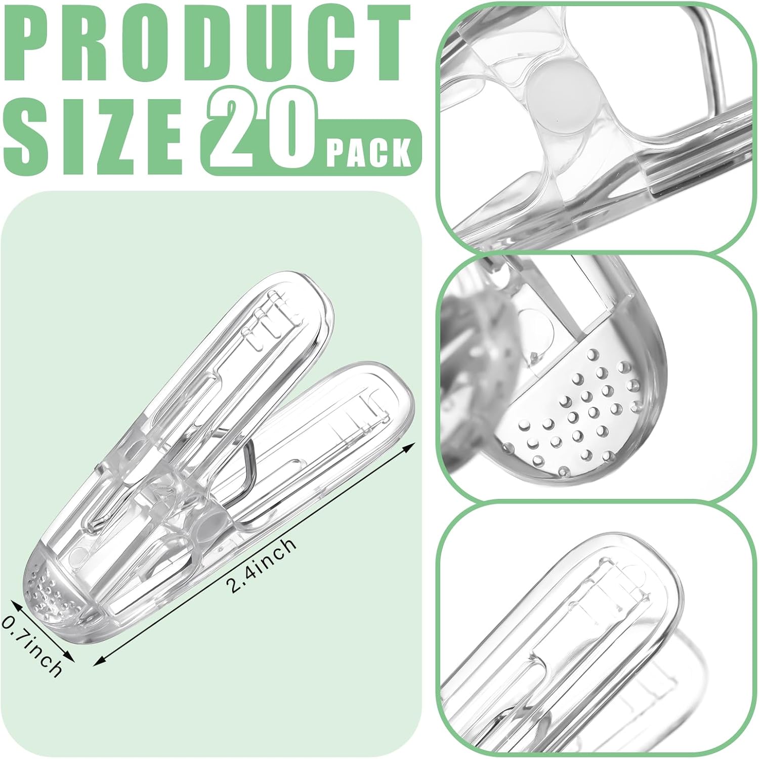 Plastic clips - pack of 20 - Balloon arch clips - Plastic spring clips - 2.4 inches - Sturdy clips - For balloon arch sets - Birthday decorations - Crafting - Backdrops - Clear - Image 2