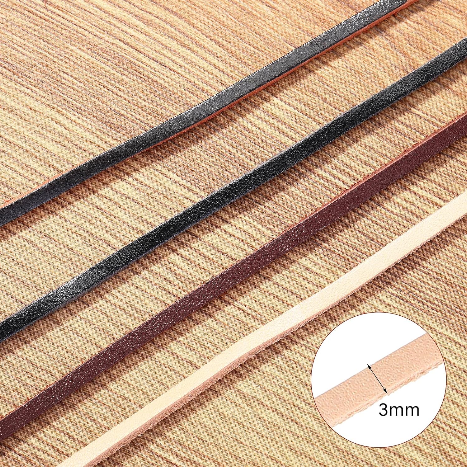 Cowhide rope - 4 rolls - 3mm - 5 meters - Real leather rope - Natural edge strip - Braided rope - Leather strip - DIY jewelry accessories - Braided bracelet - Handbag - 4 colours - Image 4