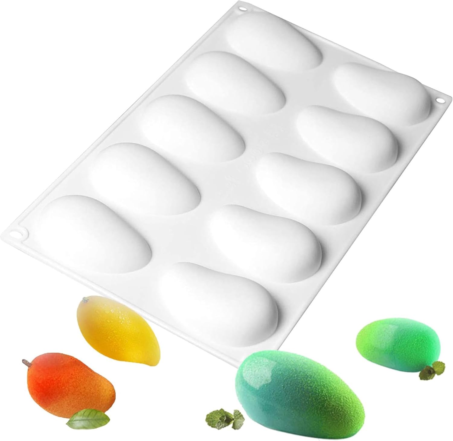 Mango silicone mould - For baking mousse cakes - fruit French desserts, pastries, chocolate, ice cream - cake decoration moulds - 3D mango shape - 10 cavities - Image 1