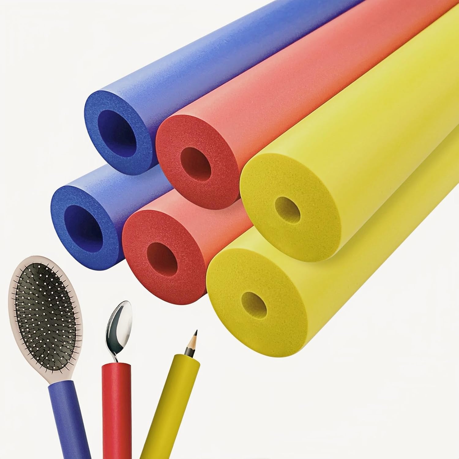 Schuimslang - Foam Grip Tube for Kitchen Utensils - 3 Sizes - Grip Snake - Comfortable Grip for Elderly, Disabled and People with Arthritis - 3 Colours - 6-pack - Image 1