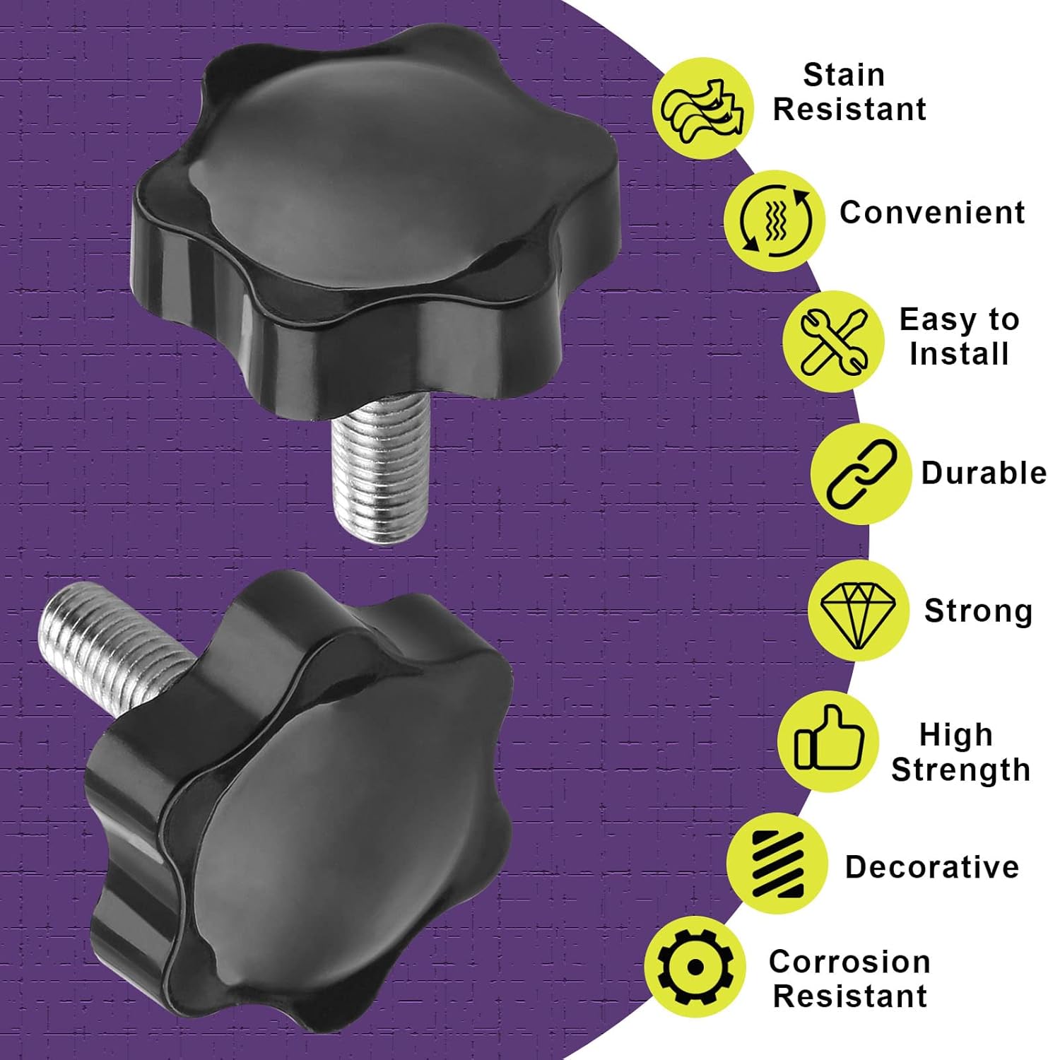 Screw - M8 x 20mm - Star-shaped knob - 2 pieces - Plastic - Hexagonal - Hand-tightening screw - For replacement - Image 4
