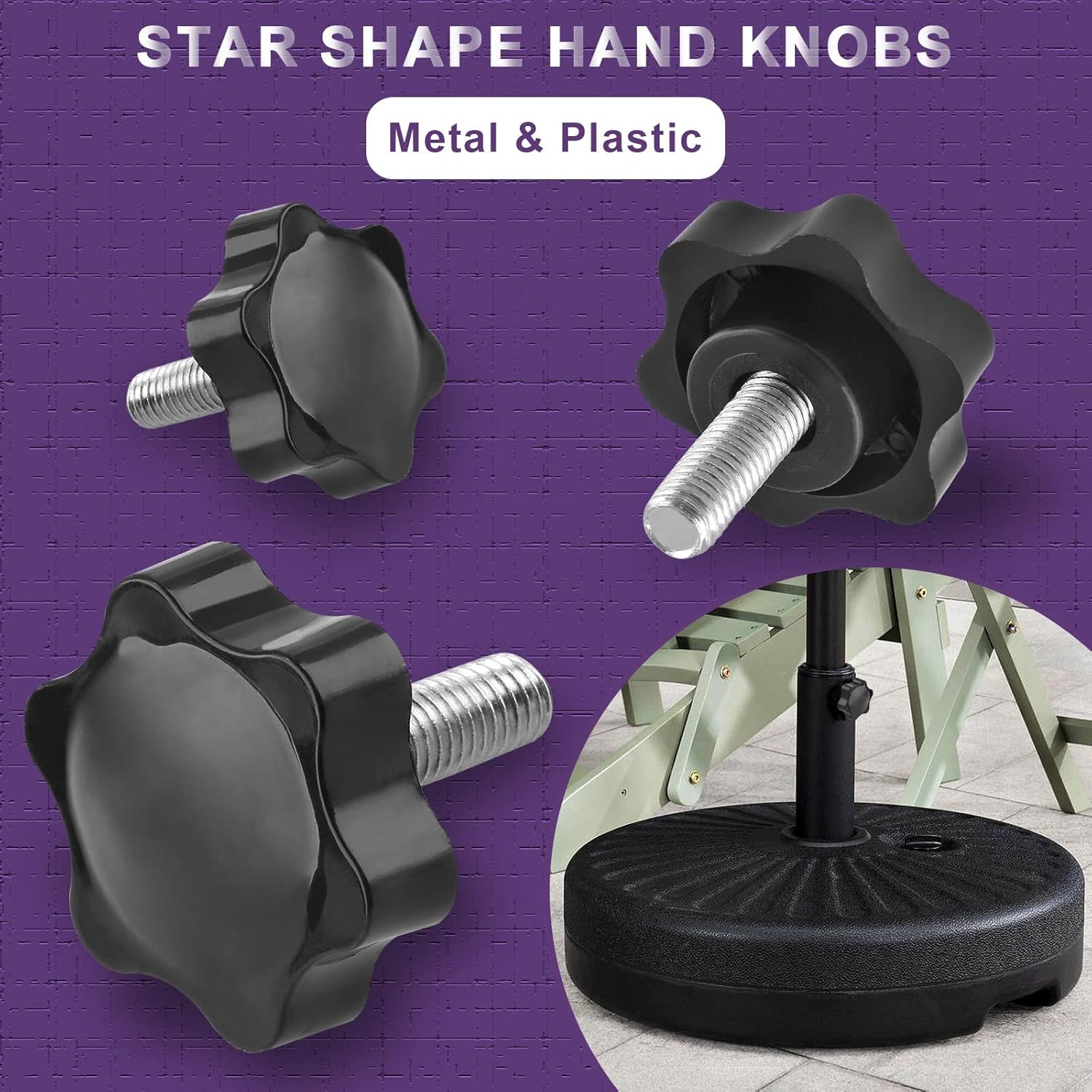 Screw - M8 x 20mm - Star-shaped knob - 2 pieces - Plastic - Hexagonal - Hand-tightening screw - For replacement - Image 5