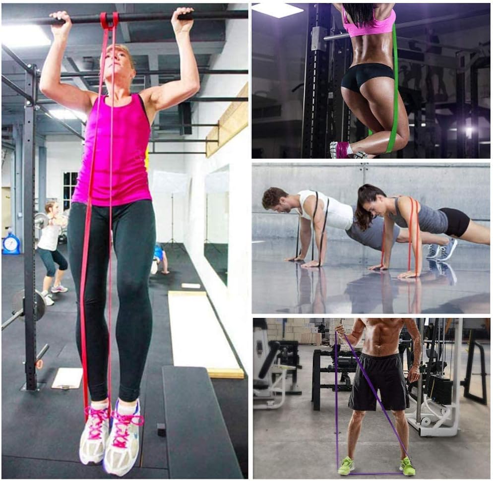 Resistance Band - 4-Pack - With Handle & Door Buckle - Storage Bag - Fitness Bands - Pull-Ups - Strength Training - Elastic Cords - Men & Women - Yoga Stretch - Assisted Pull Bands - Image 3