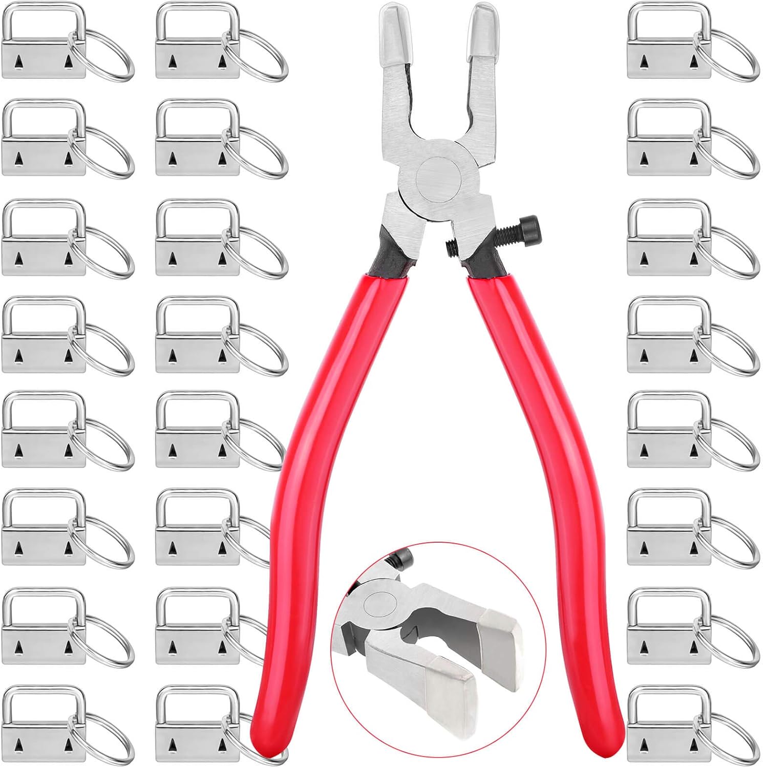 Keychain Hardware Kit - 50 pieces - Lanyard Keychains - 1 inch - With Keychain Pliers - Hardware Supplies for Keychains and Wrist Clips - Image 1