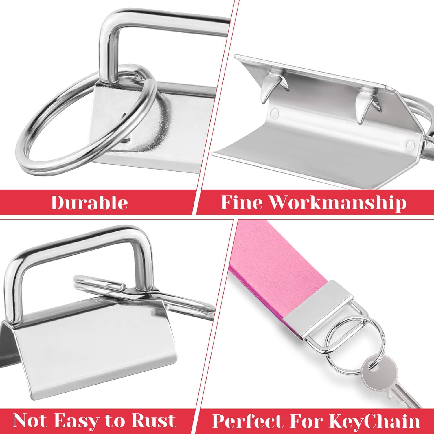 Keychain Hardware Kit - 50 pieces - Lanyard Keychains - 1 inch - With Keychain Pliers - Hardware Supplies for Keychains and Wrist Clips - Image 6