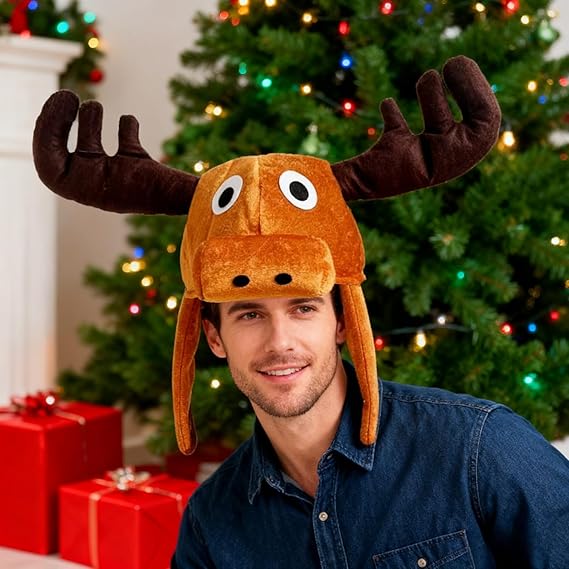 Funny reindeer antlers - elk warmers - hunter boots - funny animal theme - 3D reindeer - men's and women's clothing - role-play - Christmas reindeer costume - headwear accessories - Image 2