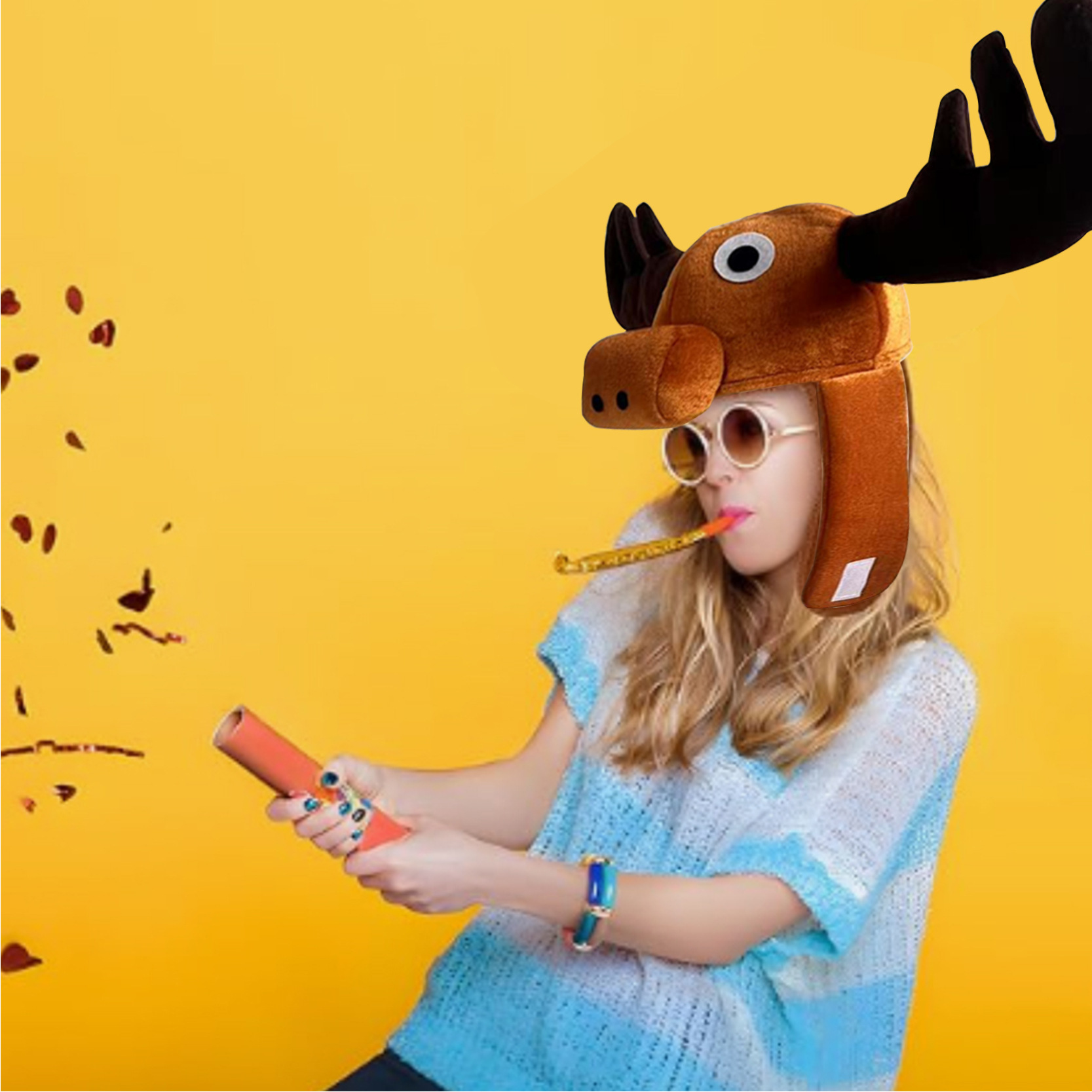 Funny reindeer antlers - elk warmers - hunter boots - funny animal theme - 3D reindeer - men's and women's clothing - role-play - Christmas reindeer costume - headwear accessories - Image 3