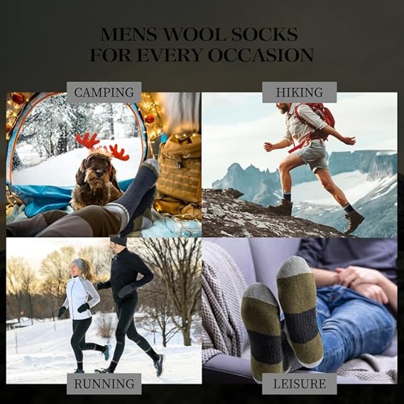 Heren walking socks - woolen socks - 5 pairs - fleece lined - thick - warm - winter socks with crew neck - suitable for cold weather - Image 5