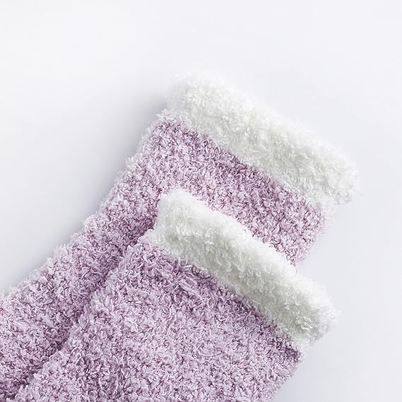 Non-slip socks - Coral fleece socks - with grip - lint-free - suitable for ladies - 4 pairs - gift - Image 2