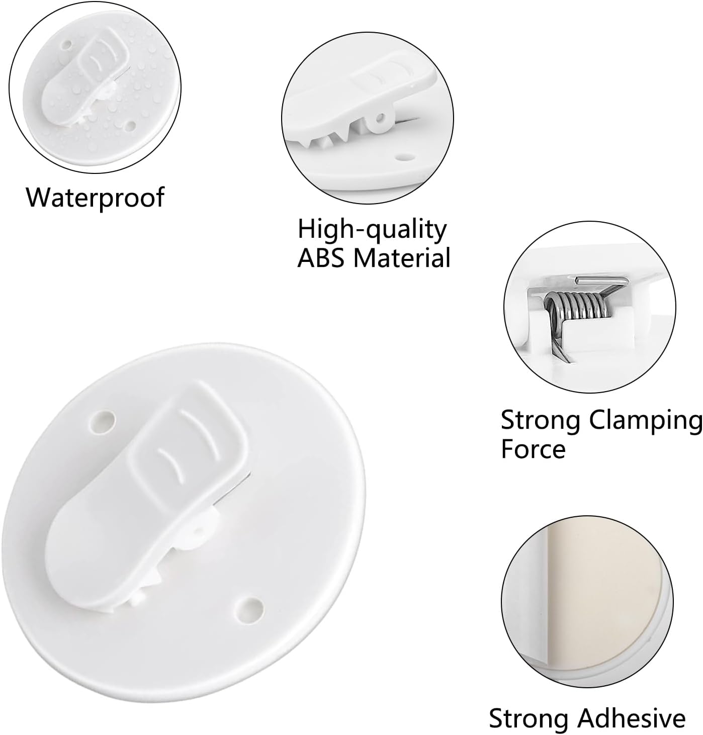 Shower Curtain Clips - 6 Pack - Self-Adhesive - Shower Splash Clips - For Curtains - Shower Curtains - Weighted Clips - Secure Shower Curtains and Curtains - Image 4