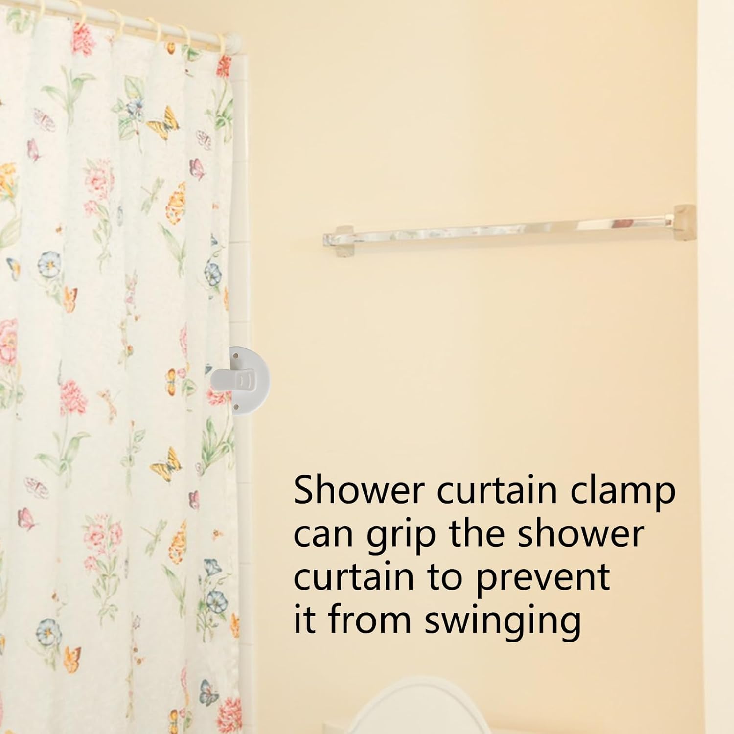 Shower Curtain Clips - 6 Pack - Self-Adhesive - Shower Splash Clips - For Curtains - Shower Curtains - Weighted Clips - Secure Shower Curtains and Curtains - Image 5