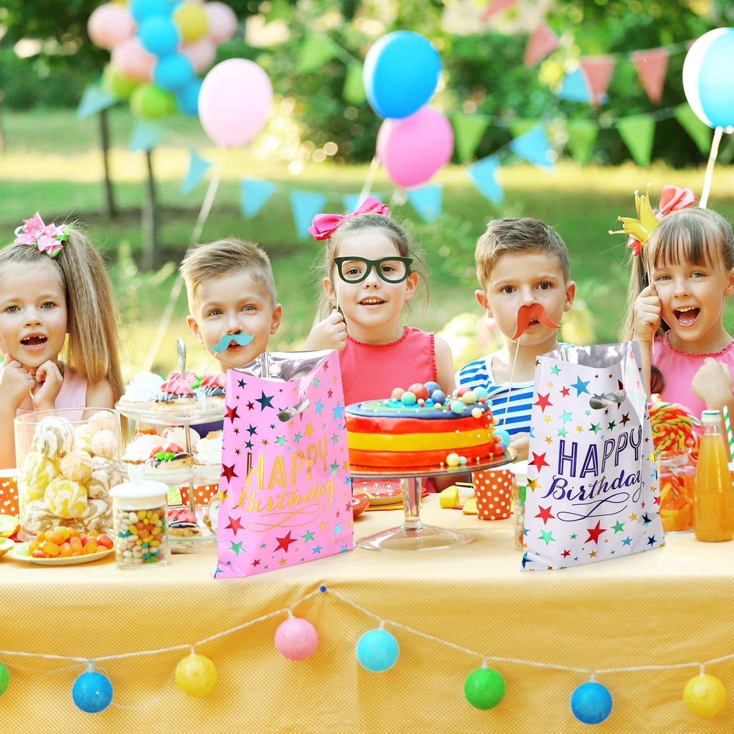 Gift Bags - 16.5*25cm - 40 pieces - Happy Birthday Gift Bags - Party Bags - Snack Bags - Plastic Lolly Gift Bags - Loot Bags - For Kids - Birthday Party Supplies - Image 2