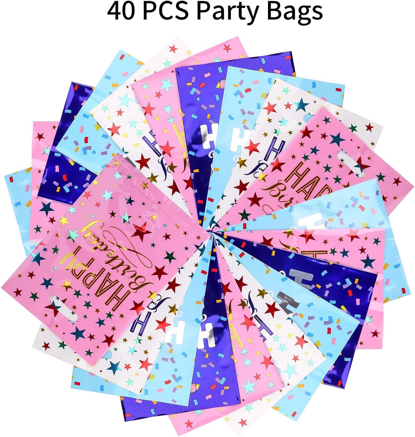 Gift Bags - 16.5*25cm - 40 pieces - Happy Birthday Gift Bags - Party Bags - Snack Bags - Plastic Lolly Gift Bags - Loot Bags - For Kids - Birthday Party Supplies - Image 5