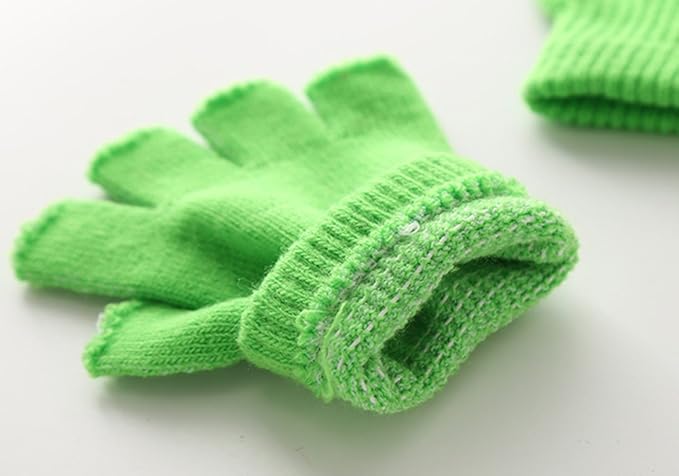 Green gloves - plain gloves - open gloves - boys' and girls' gloves - plain knitted gloves - fingerless gloves - type gloves - size small - Image 4