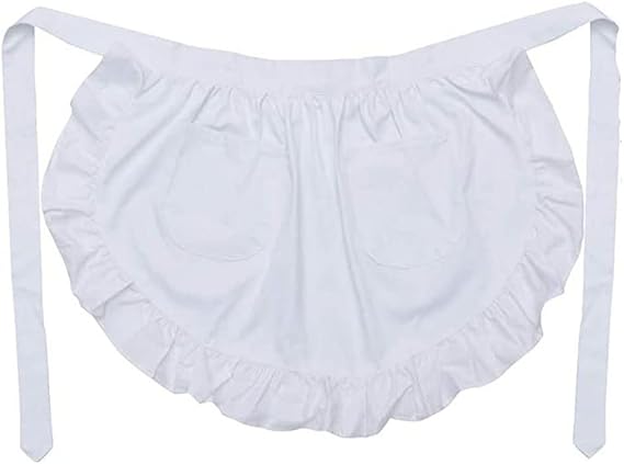 White apron - Waitress apron - Ladies - Waist apron - With two pockets - Half apron - Waitress - Server - Role play - Kitchen cooking restaurant coffee shop - Image 1