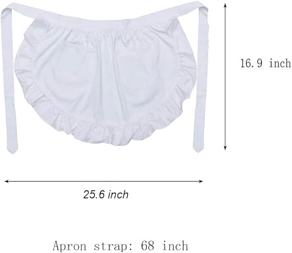 White apron - Waitress apron - Ladies - Waist apron - With two pockets - Half apron - Waitress - Server - Role play - Kitchen cooking restaurant coffee shop - Image 2