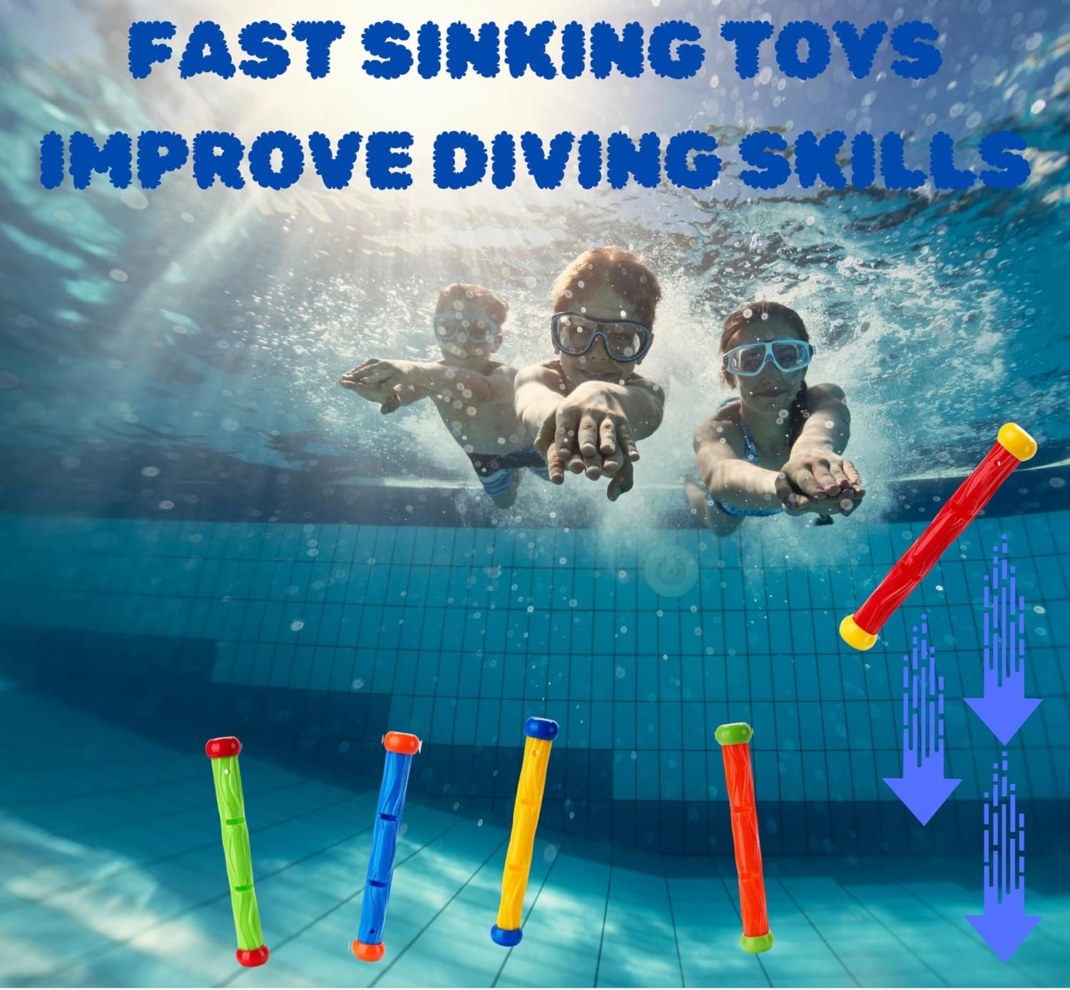 Diving stick - Dive toys - Kids' pool toys - Suitable for children aged 8-12 years - Pool toys - Colourful - Fast sinking - 5 colours - Image 3