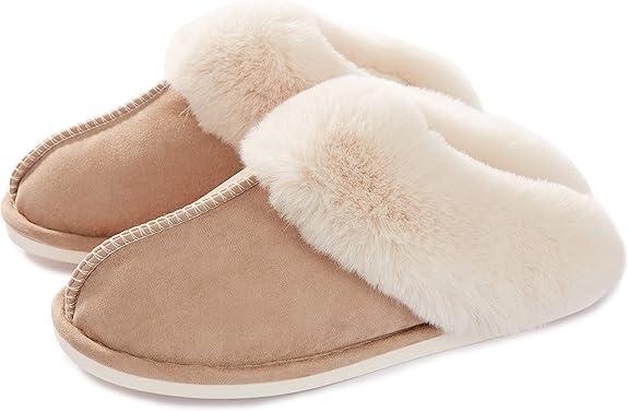 Slippers - Plush Slippers - Winter Slippers - Lounge - Soft - Warm - Non-slip - Beige - Size 36/37 - Image 1