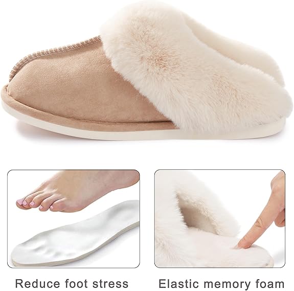 Slippers - Plush Slippers - Winter Slippers - Lounge - Soft - Warm - Non-slip - Beige - Size 36/37 - Image 4