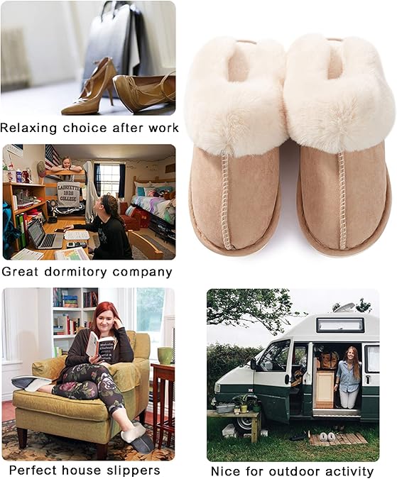 Slippers - Plush Slippers - Winter Slippers - Lounge - Soft - Warm - Non-slip - Beige - Size 36/37 - Image 5
