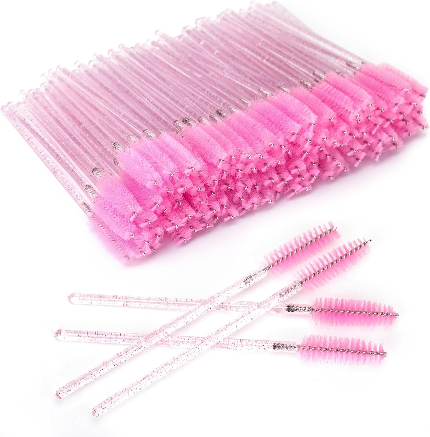Lash Brush - 100 pieces - Disposable Lash Brush - For Eyelash Extensions - Pink - Crystal Mascara Stick - Applicator - Image 1