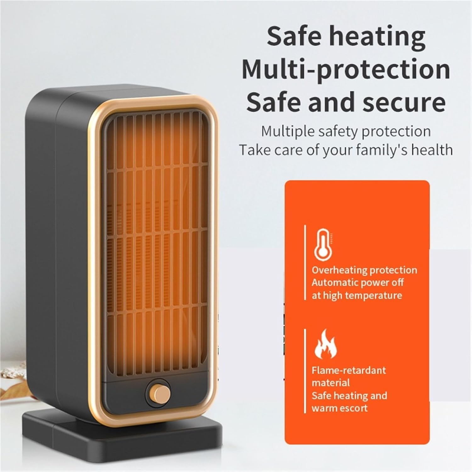 Electric heater - Indoor electric heater - Fan heater for household use - 500W - Ceramic heating element - Power plug - Image 4