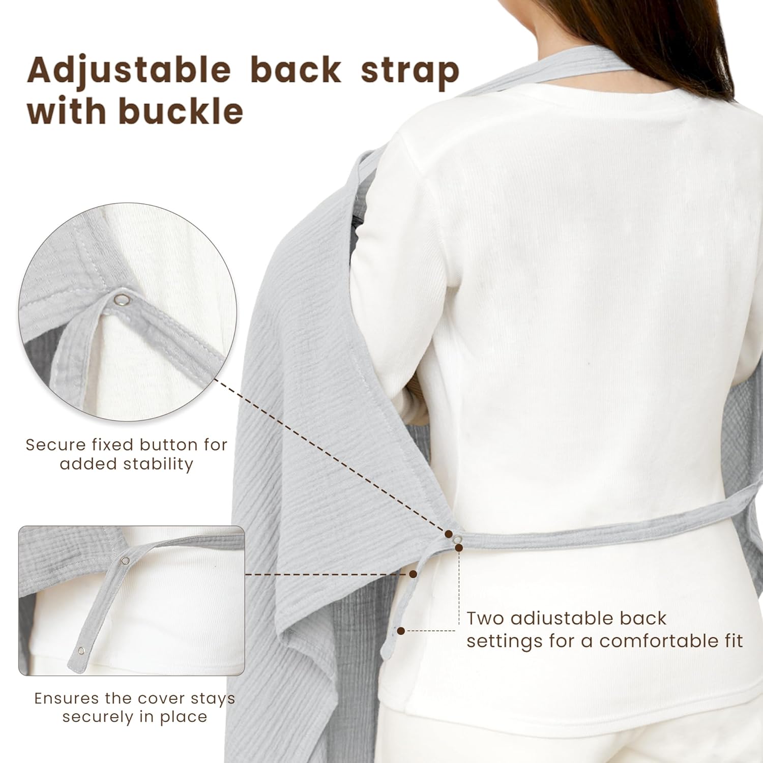 Breastfeeding bib - Smooth woven fabric for breastfeeding babies - Breathable - Pure cotton - Breastfeeding covers - Breastfeeding bib for mothers - Multifunctional car seat cover - Beige - Image 5