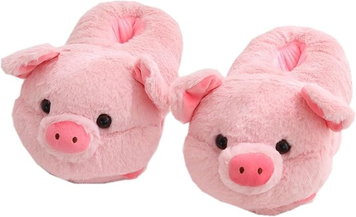 Cheerful Pink Piggy Plush Slippers - One Size (35-43) - Ultra Soft & Warm - Anti-slip - Image 1
