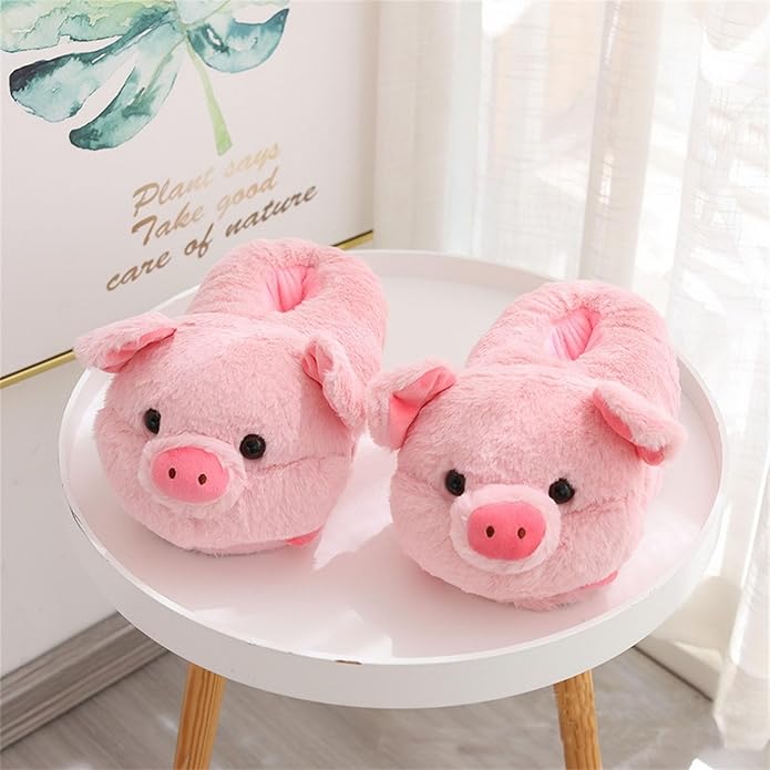 Cheerful Pink Piggy Plush Slippers - One Size (35-43) - Ultra Soft & Warm - Anti-slip - Image 2