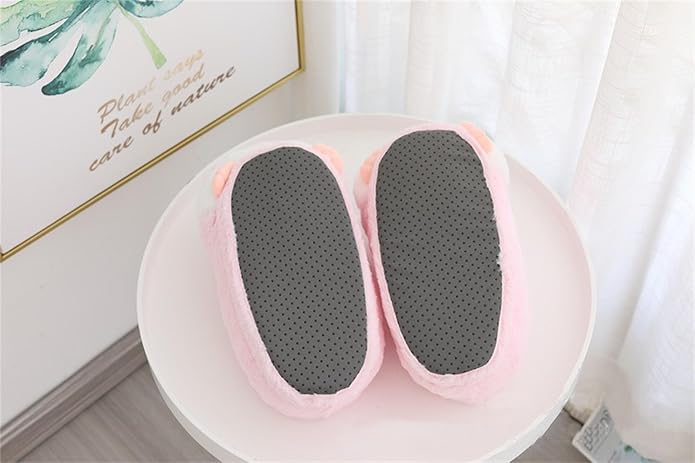 Cheerful Pink Piggy Plush Slippers - One Size (35-43) - Ultra Soft & Warm - Anti-slip - Image 4