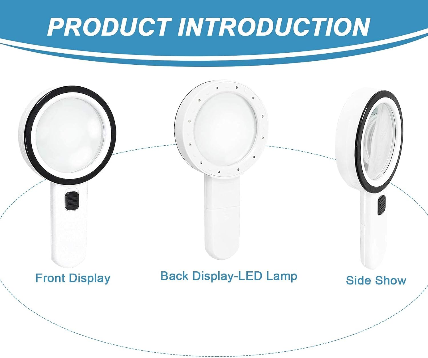 Magnifying glass with 12 LED lights - 30x double glass lens - hand-held illuminated magnifier Suitable for seniors - reading stamps, cards, researching macular degeneration - Image 2