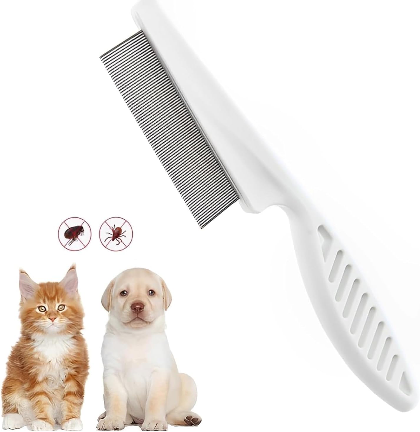 Flea comb for dogs and cats - Dog grooming tool - For removing tear stains, fleas, mange and lice - Image 1