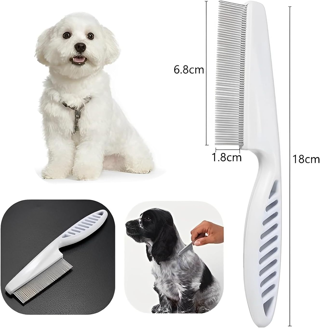 Flea comb for dogs and cats - Dog grooming tool - For removing tear stains, fleas, mange and lice - Image 4