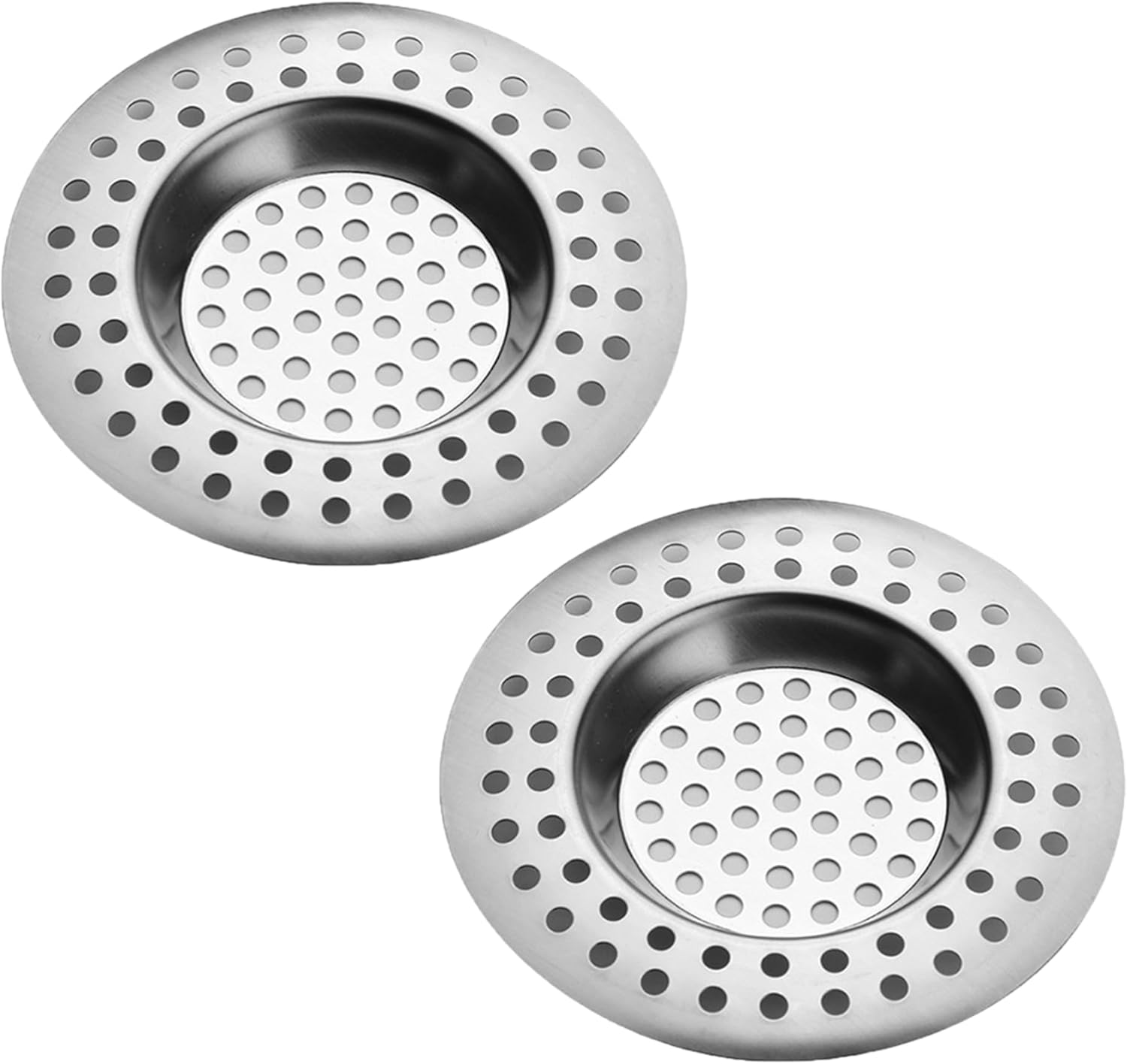 RVS kitchen drain plug - standard drain plug and hair/food catcher for bathroom - kitchen and shower (7.6 cm outer diameter - 4.5 cm inner diameter - 2-pack) - Image 1