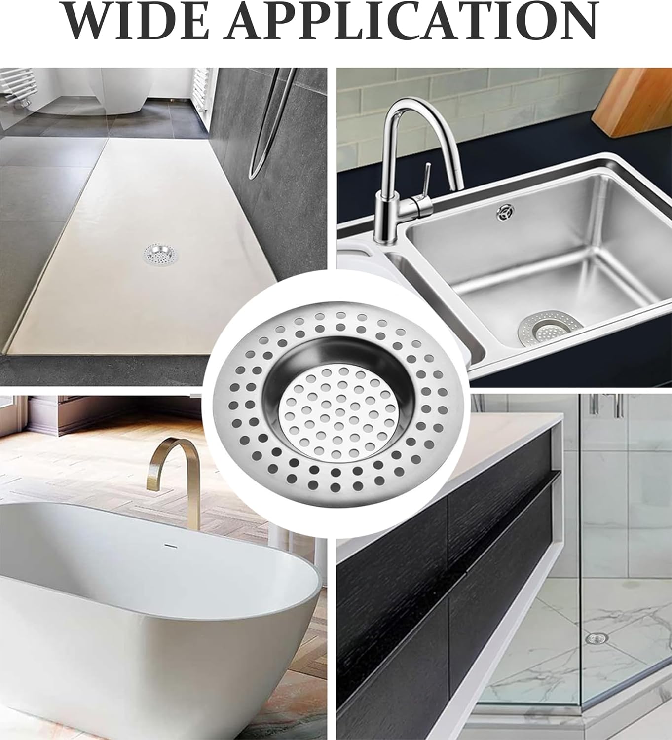 RVS kitchen drain plug - standard drain plug and hair/food catcher for bathroom - kitchen and shower (7.6 cm outer diameter - 4.5 cm inner diameter - 2-pack) - Image 6