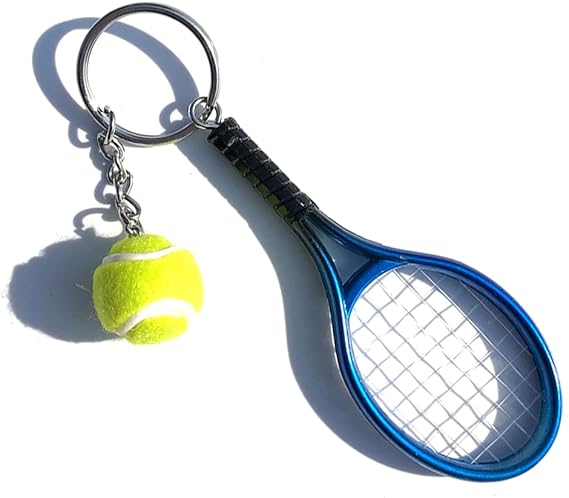 Keychain - Mini tennis racket - With ball - Keychain - Blue - Tennis fan - Keychain - Gift - Image 1