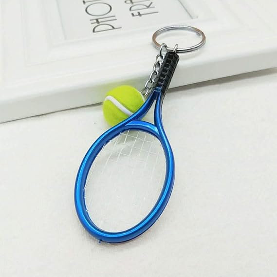 Keychain - Mini tennis racket - With ball - Keychain - Blue - Tennis fan - Keychain - Gift - Image 2