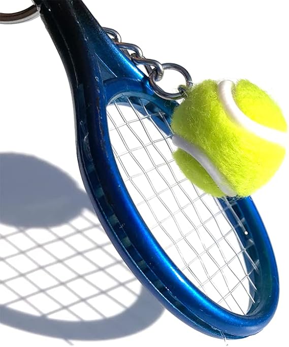 Keychain - Mini tennis racket - With ball - Keychain - Blue - Tennis fan - Keychain - Gift - Image 4
