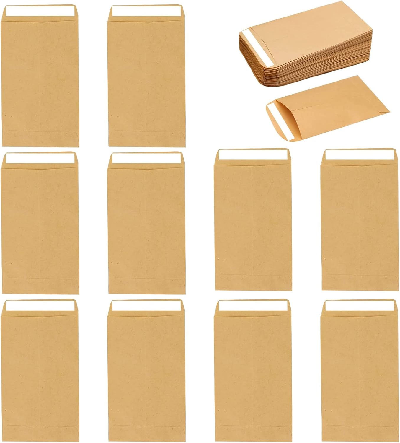 50 small brown seed envelopes - 6x10cm mini brown seed envelopes - envelopes for coins and small parts - small brown kraft paper bags for small items - seeds - cash - beads - coins - Image 1