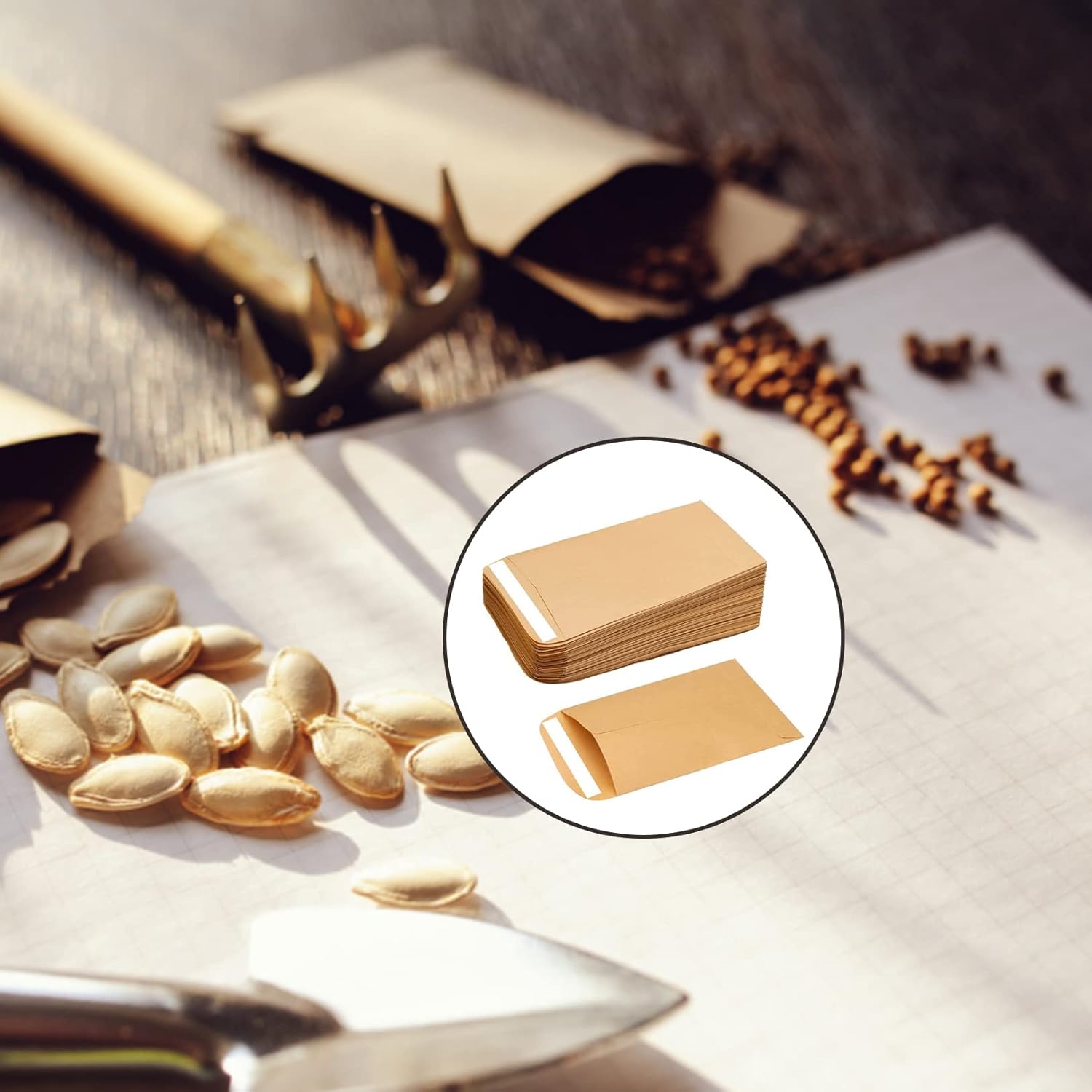 50 small brown seed envelopes - 6x10cm mini brown seed envelopes - envelopes for coins and small parts - small brown kraft paper bags for small items - seeds - cash - beads - coins - Image 3